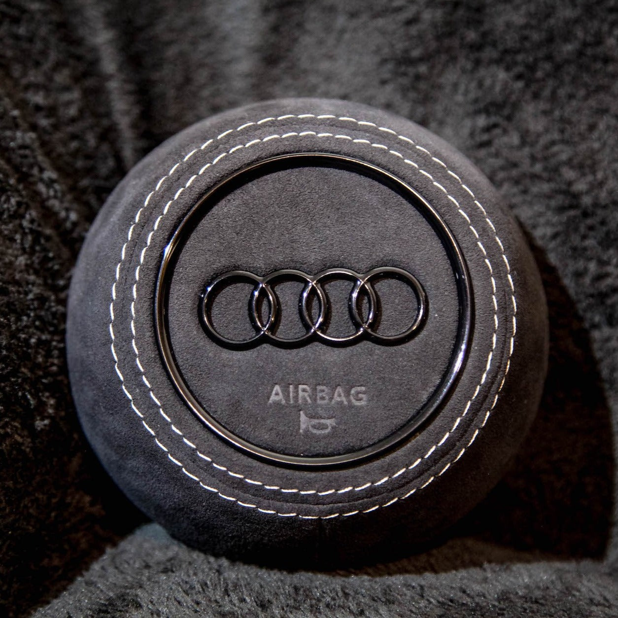 Centre de volant Airbag en Carbone/Alcantara/Cuir pour Audi