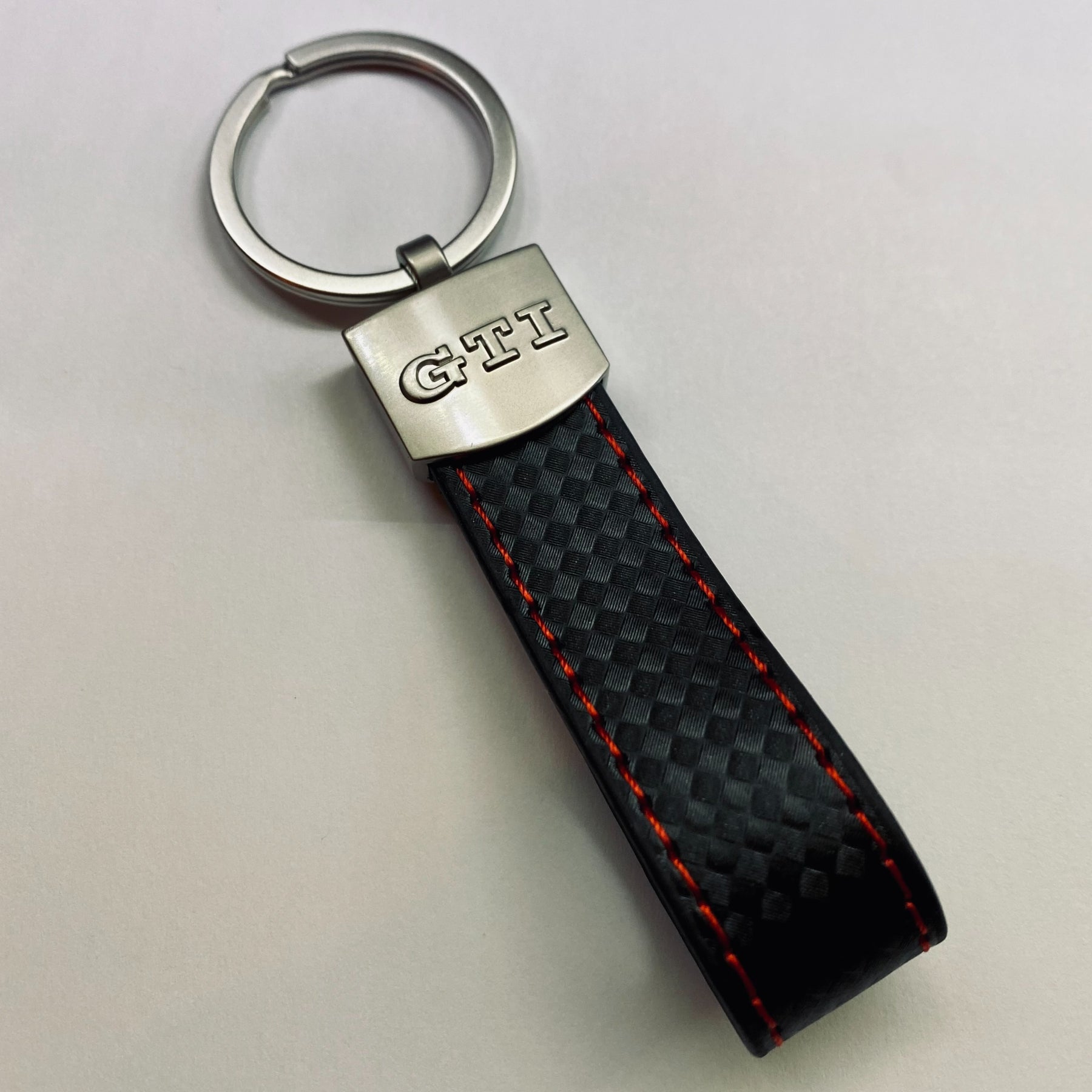 Porte-clés de voiture en cuir de fibre de carbone ligne de sport