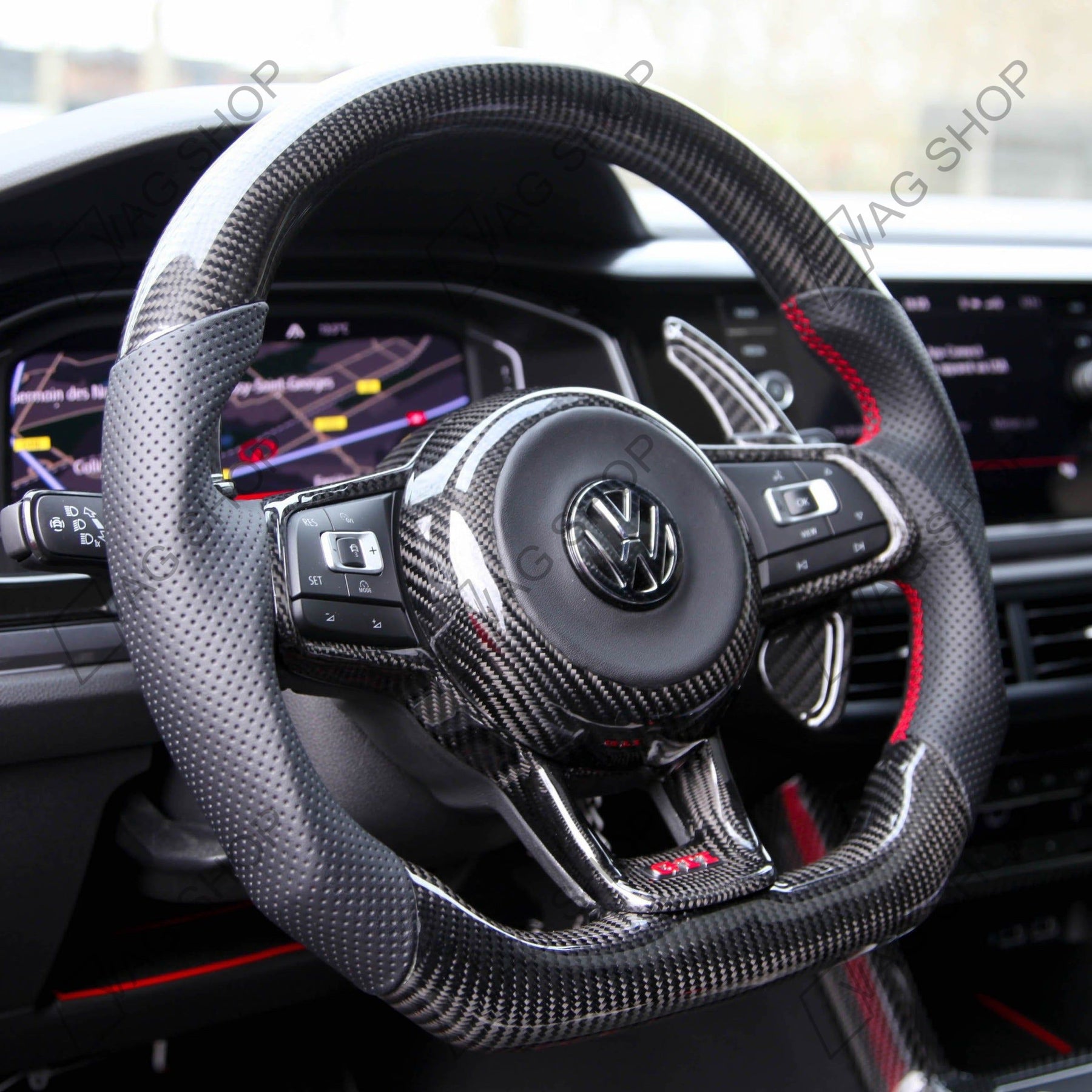 Volant Carbone Rouge VW Golf 7 GTI